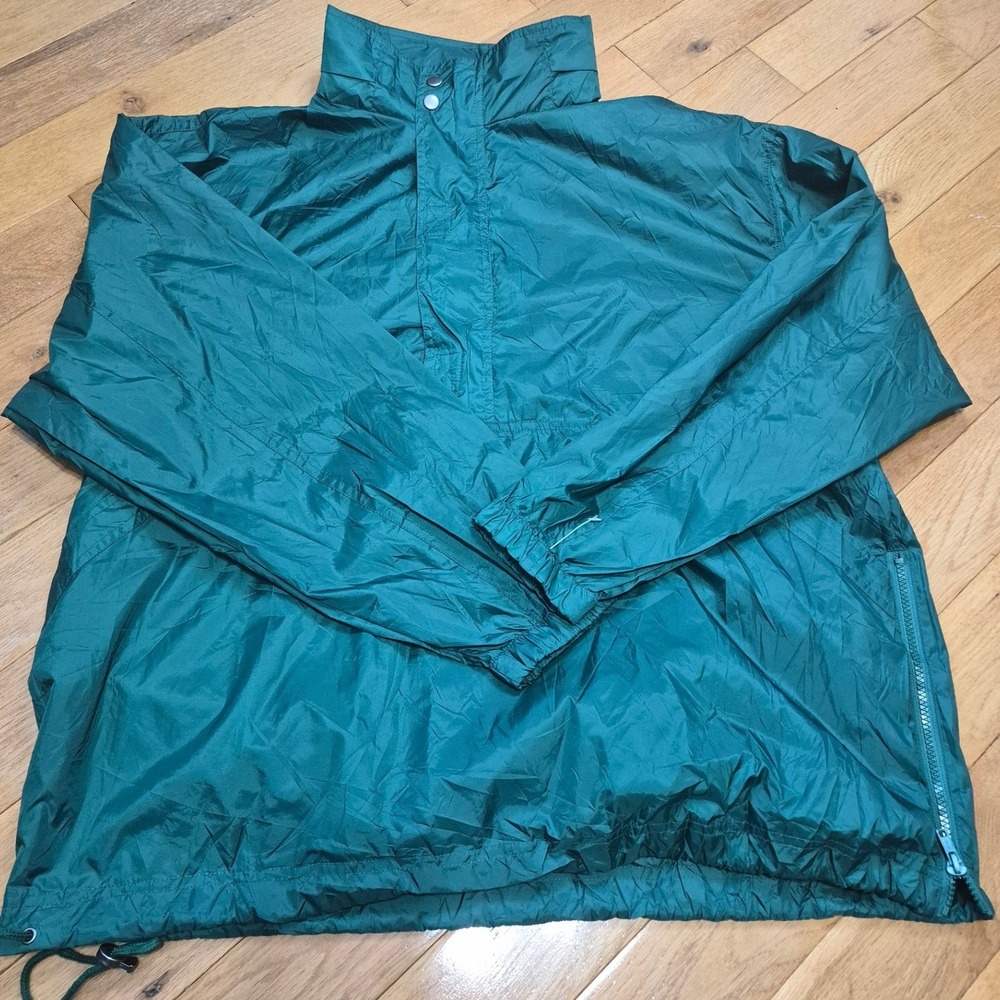 Rawlings Mens Forest Green Quarter Zip Windbreaker Pullover Jacket Snap Neck L